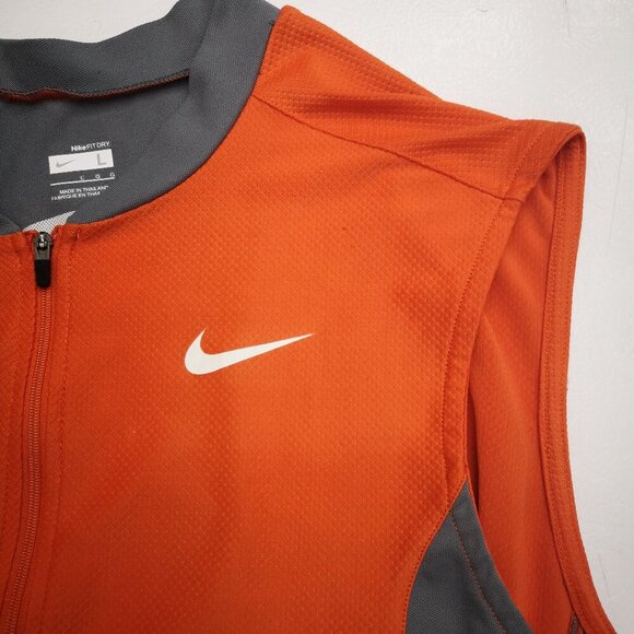 Nike Fit Dry Men's Size Large Orange & Grey Full Zip Running Vest - Picture 4 of 12